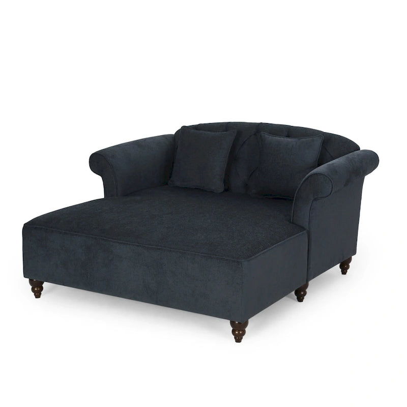 Chaise longue double rembourrée, 66 po, charbon
