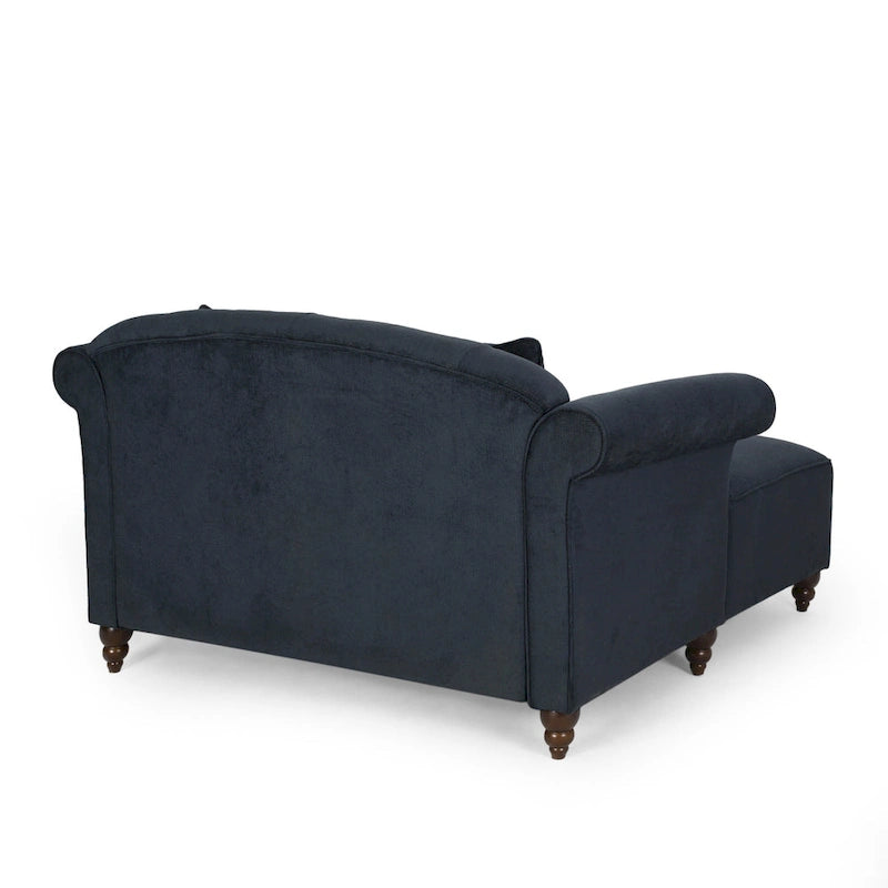 Chaise longue double rembourrée, 66 po, charbon