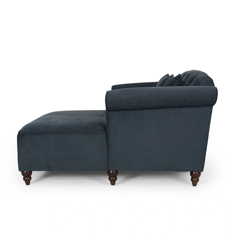 Chaise longue double rembourrée, 66 po, charbon