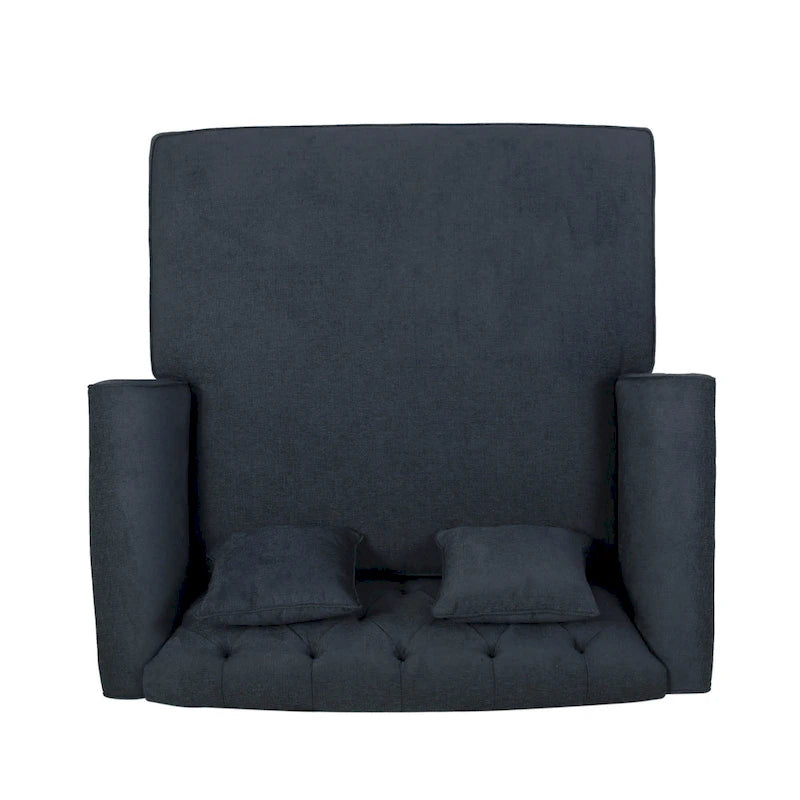 Chaise longue double rembourrée, 66 po, charbon