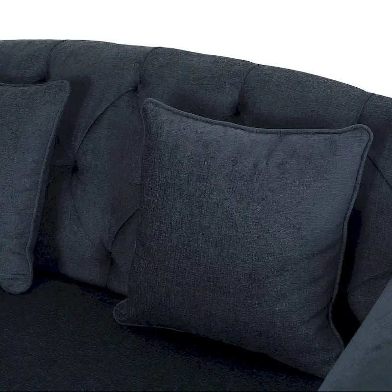 Chaise longue double rembourrée, 66 po, charbon