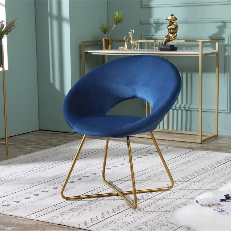 Fauteuil d'appoint en velours avec piétement luge doré