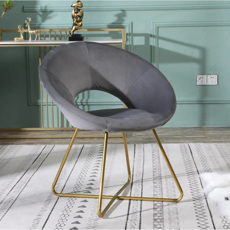 Fauteuil d'appoint en velours avec piétement luge doré