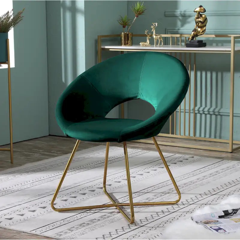 Fauteuil d'appoint en velours avec piétement luge doré