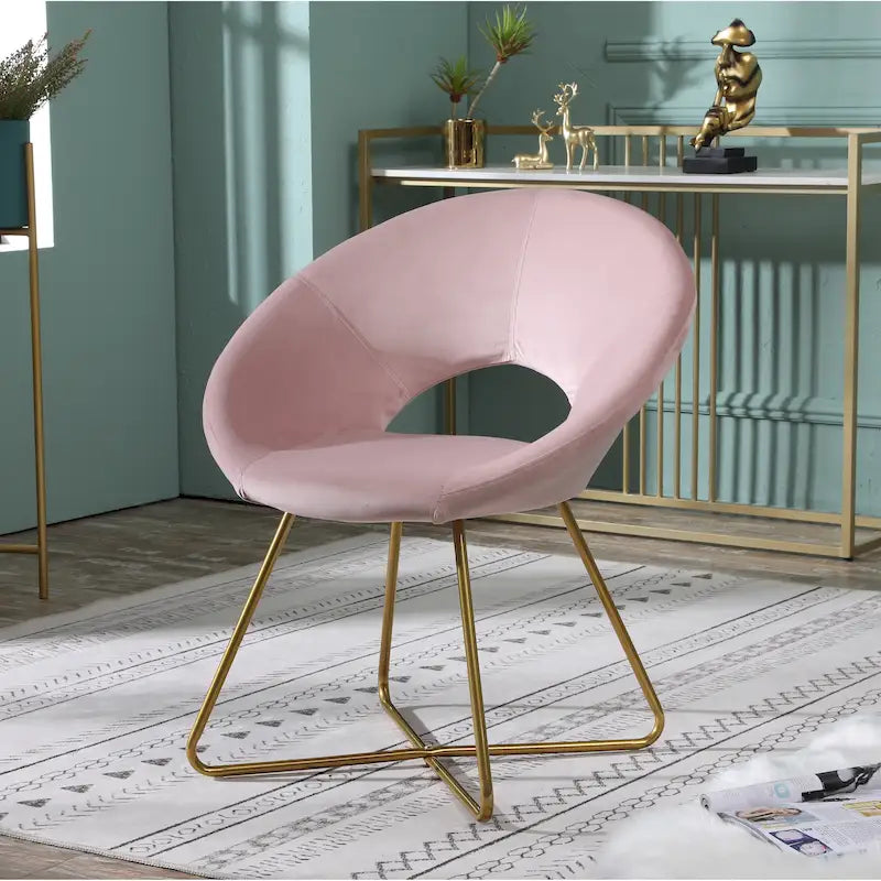 Fauteuil d'appoint en velours avec piétement luge doré