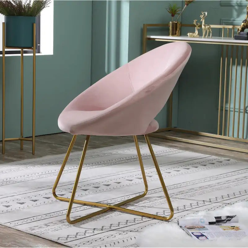 Fauteuil d'appoint en velours avec piétement luge doré