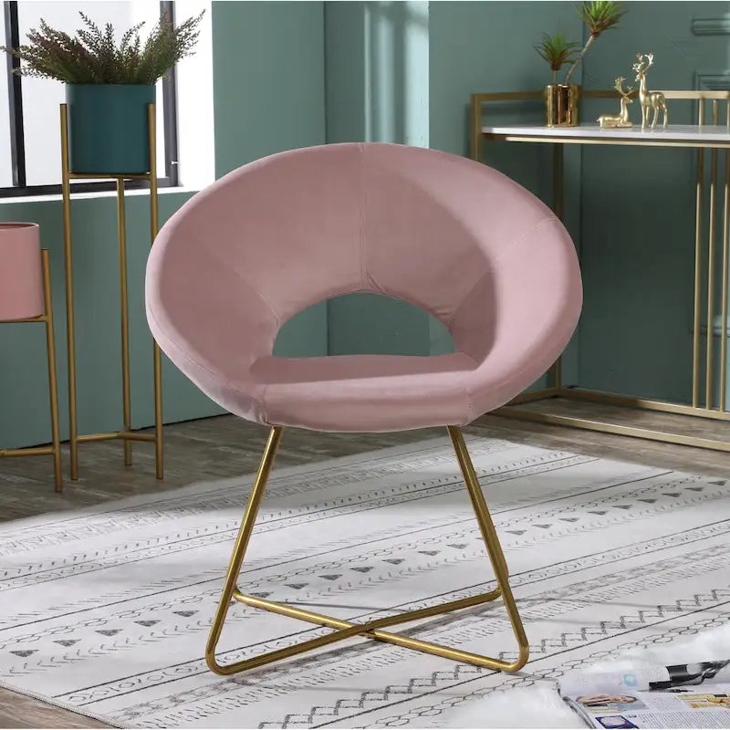 Fauteuil d'appoint en velours avec piétement luge doré