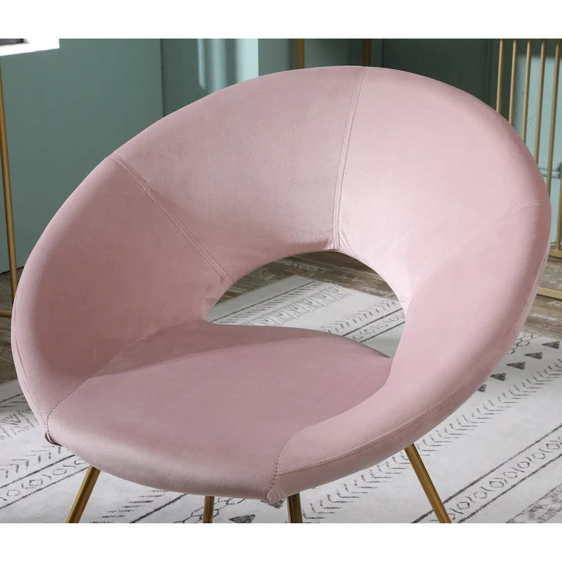 Fauteuil d'appoint en velours avec piétement luge doré