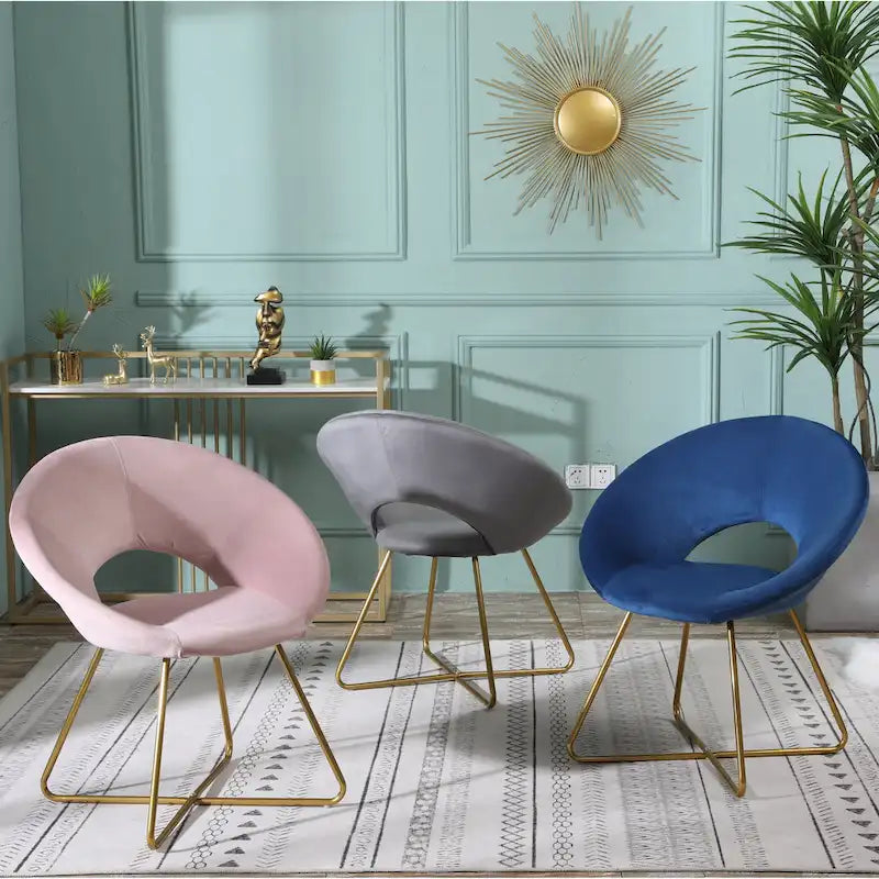 Fauteuil d'appoint en velours avec piétement luge doré