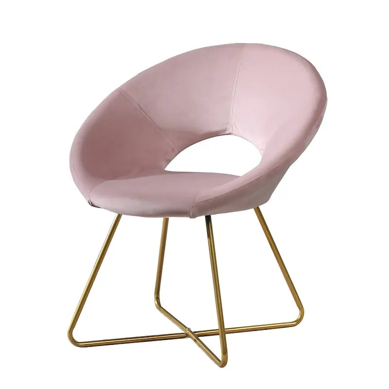 Fauteuil d'appoint en velours avec piétement luge doré