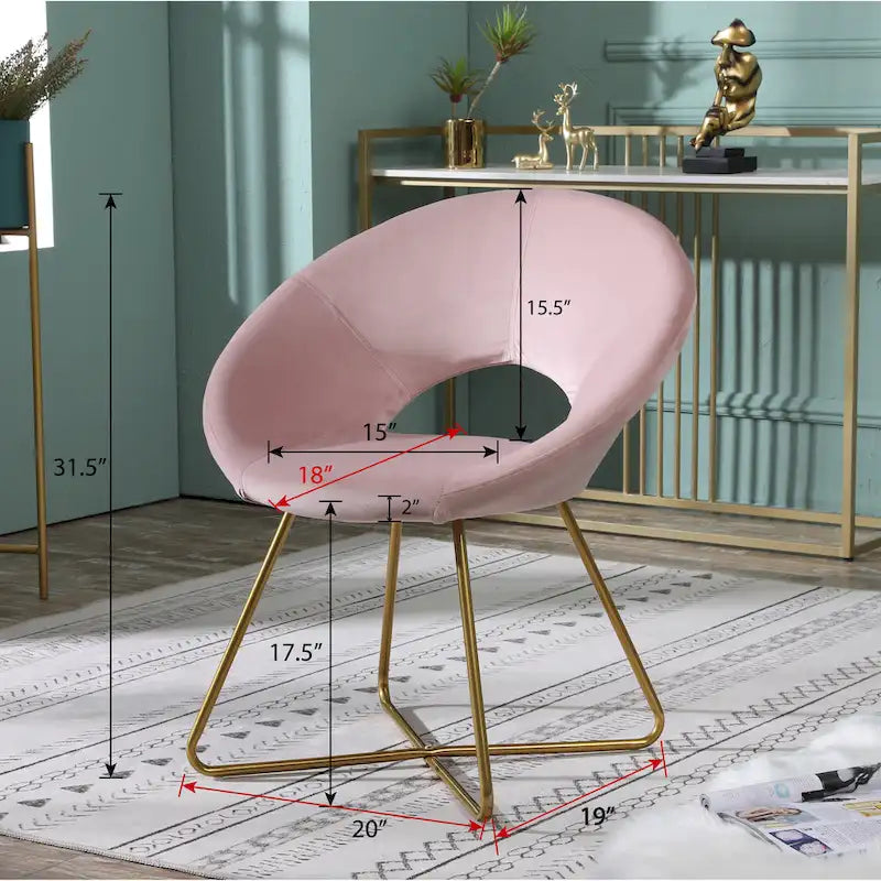 Fauteuil d'appoint en velours avec piétement luge doré