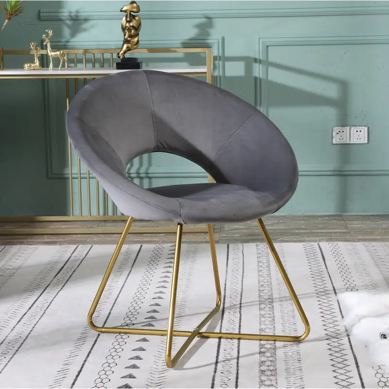 Fauteuil d'appoint en velours avec piétement luge doré