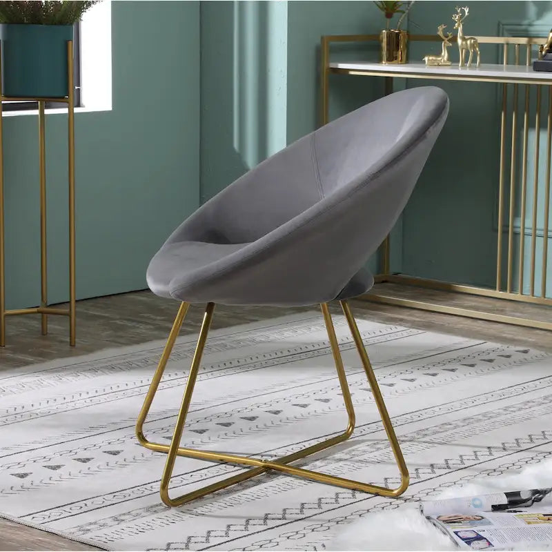 Fauteuil d'appoint en velours avec piétement luge doré