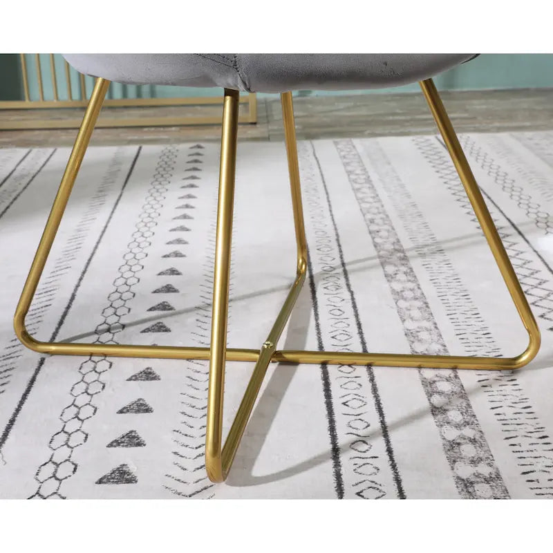 Fauteuil d'appoint en velours avec piétement luge doré