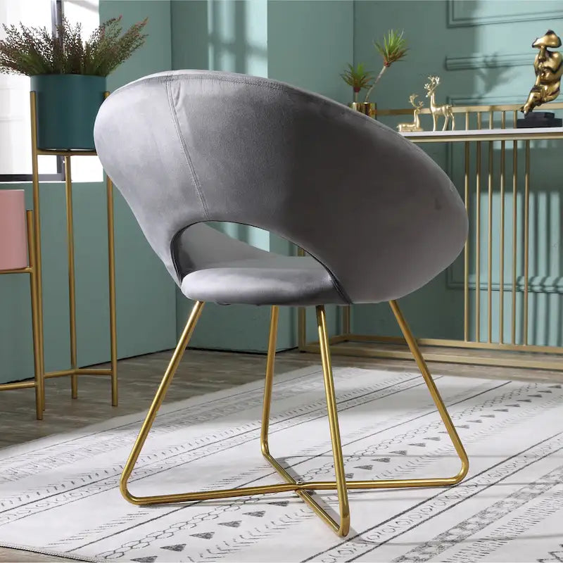Fauteuil d'appoint en velours avec piétement luge doré