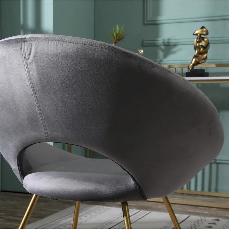 Fauteuil d'appoint en velours avec piétement luge doré