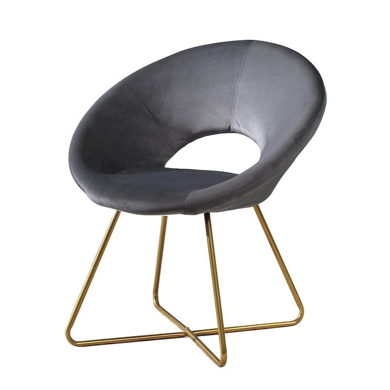 Fauteuil d'appoint en velours avec piétement luge doré