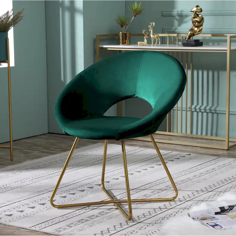 Fauteuil d'appoint en velours avec piétement luge doré