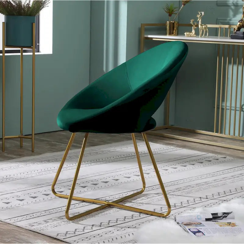 Fauteuil d'appoint en velours avec piétement luge doré