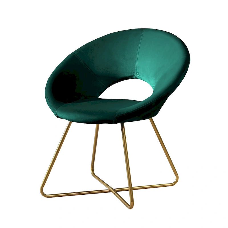 Fauteuil d'appoint en velours avec piétement luge doré