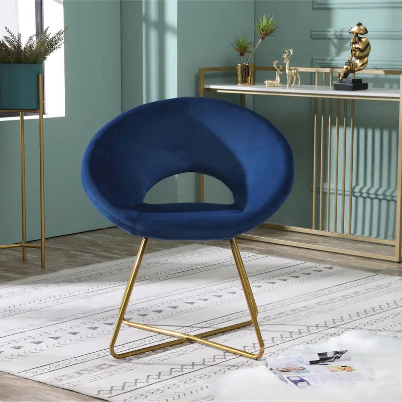Fauteuil d'appoint en velours avec piétement luge doré