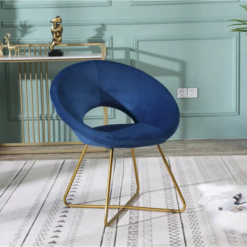 Fauteuil d'appoint en velours avec piétement luge doré