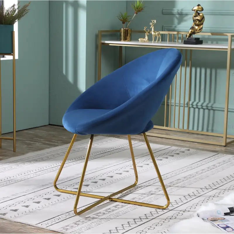 Fauteuil d'appoint en velours avec piétement luge doré