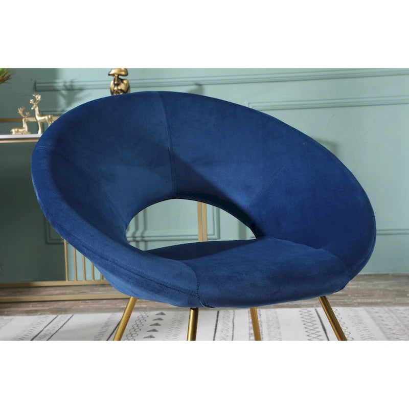 Fauteuil d'appoint en velours avec piétement luge doré