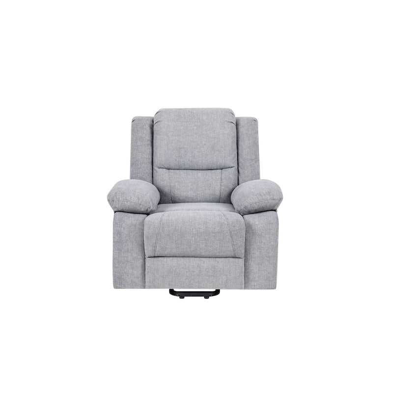 Fauteuil releveur électrique en velours gris clair avec massage, chauffage lombaire et poche de rangement