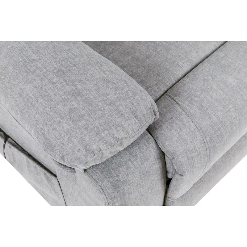 Fauteuil releveur électrique en velours gris clair avec massage, chauffage lombaire et poche de rangement
