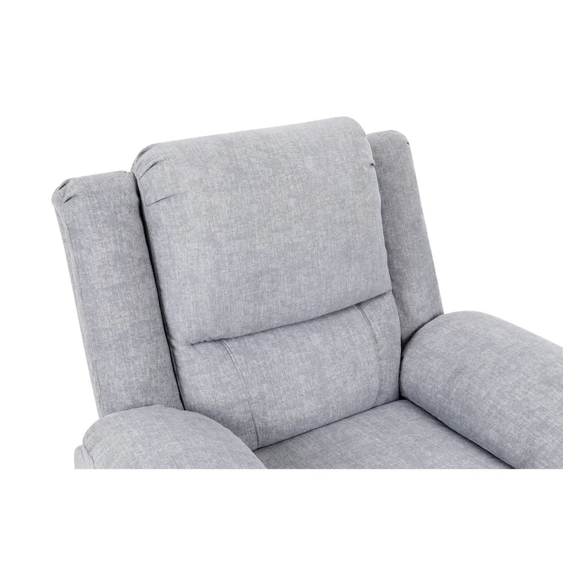 Fauteuil releveur électrique en velours gris clair avec massage, chauffage lombaire et poche de rangement
