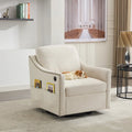 Fauteuil d'appoint pivotant moderne blanc crème avec port USB
