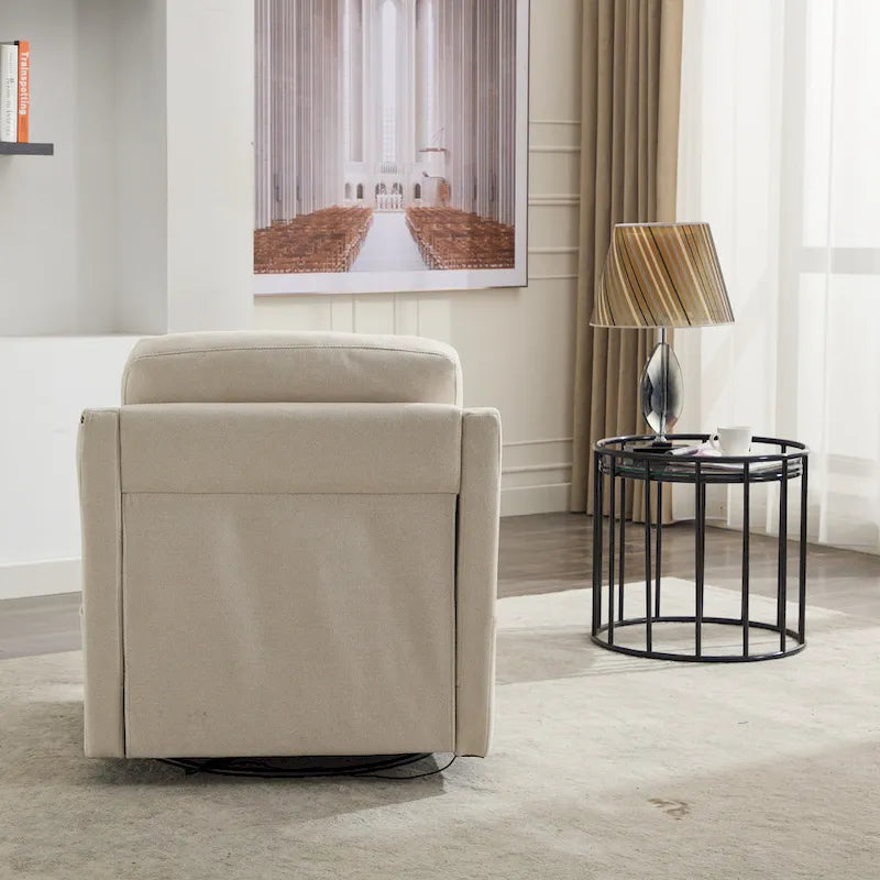 Fauteuil d'appoint pivotant moderne blanc crème avec port USB