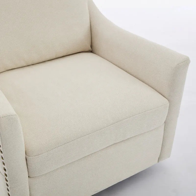Fauteuil d'appoint pivotant moderne blanc crème avec port USB