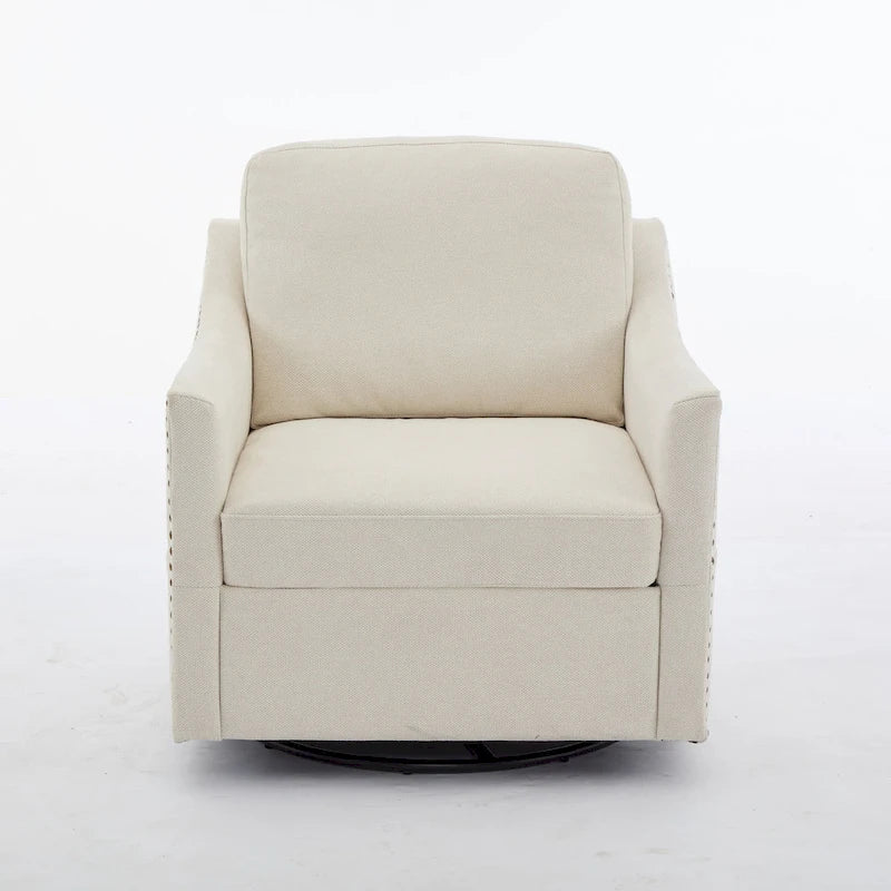 Fauteuil d'appoint pivotant moderne blanc crème avec port USB