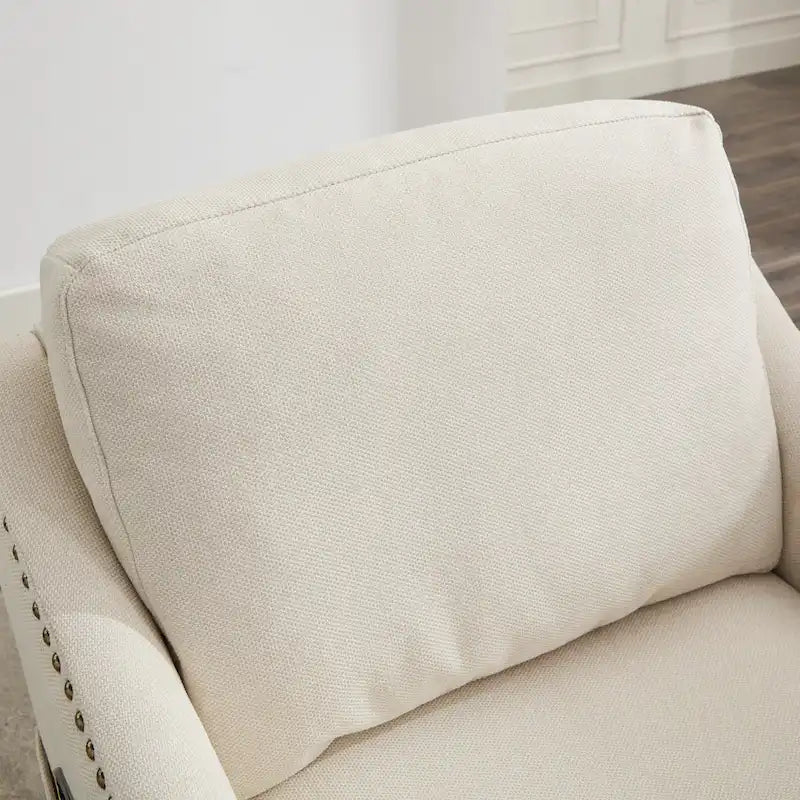 Fauteuil d'appoint pivotant moderne blanc crème avec port USB