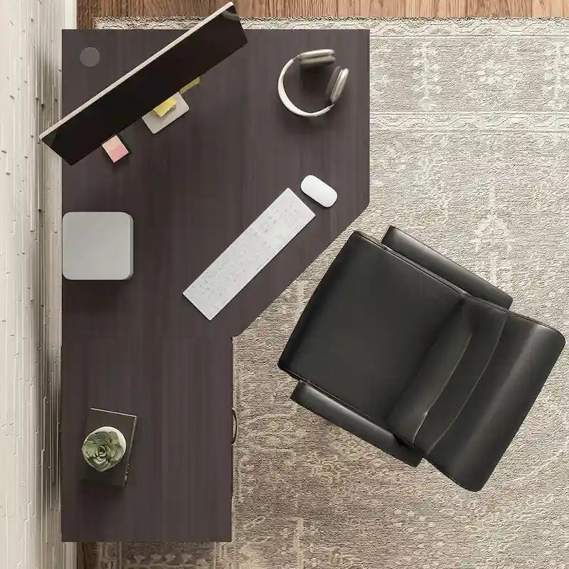 Bureau d'angle pour domicile de 60 po avec rangement