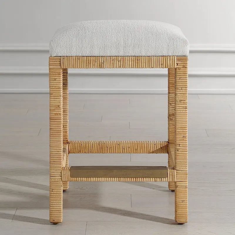 Tabouret de comptoir solide tressé à la main 26 po - Marron