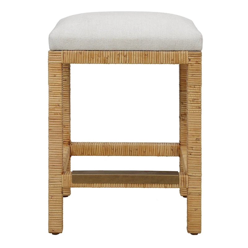 Tabouret de comptoir solide tressé à la main 26 po - Marron