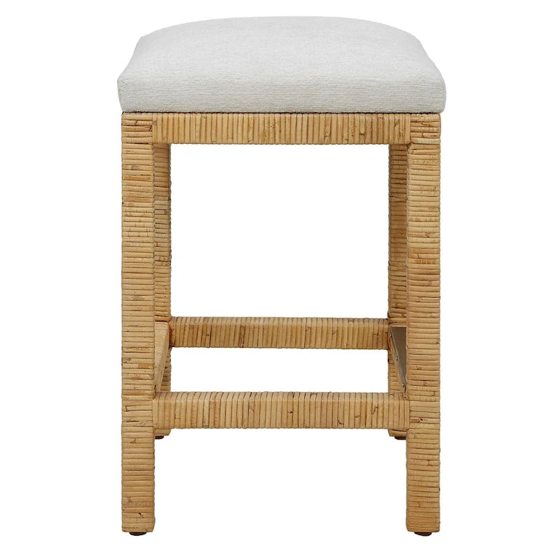 Tabouret de comptoir solide tressé à la main 26 po - Marron
