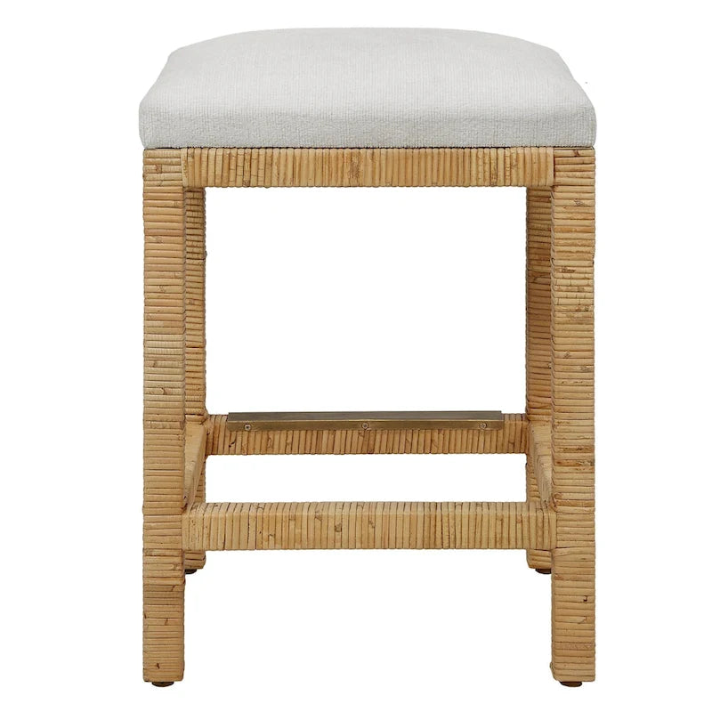 Tabouret de comptoir solide tressé à la main 26 po - Marron