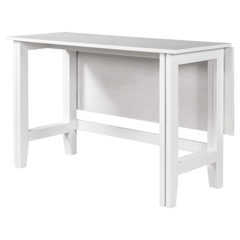 Table de salle à manger à abattants - Design fermette gain de place avec plateau en bois extensible