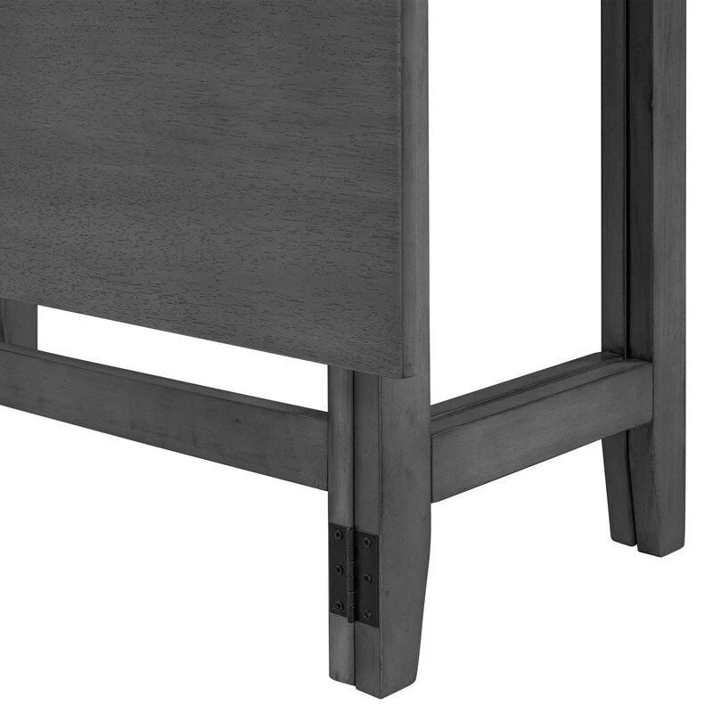 Table de salle à manger à abattants - Design fermette gain de place avec plateau en bois extensible