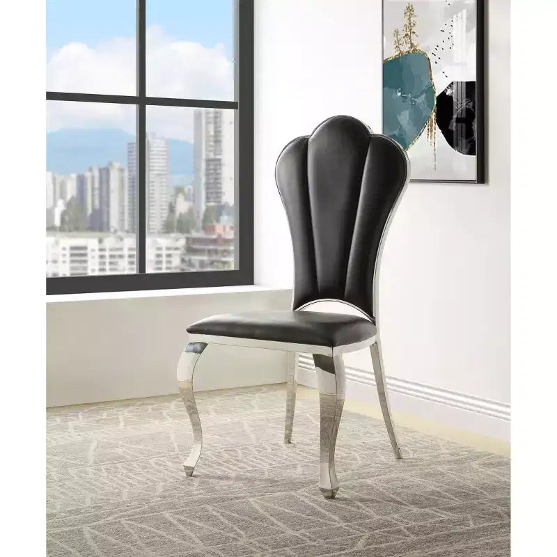 Cyrene 20" Dining Chairs Black - Acme Furniture: Stainless Steel Frame, PU Upholstered, No Assembly Required