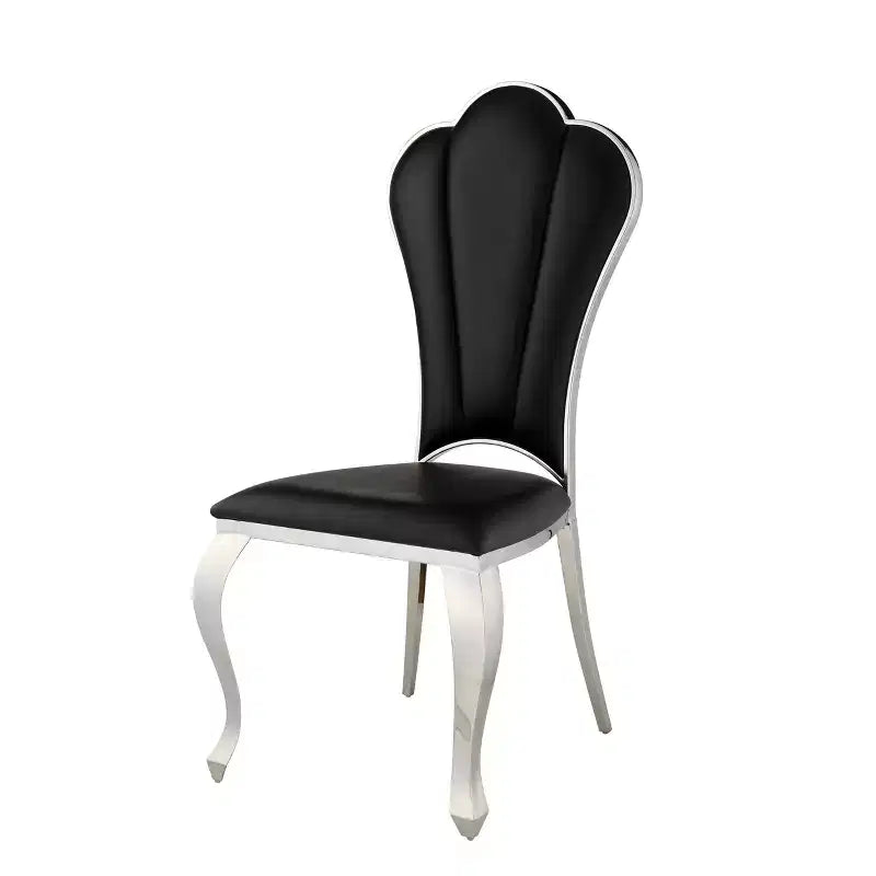 Chaises de salle à manger noires 20" – Structure en acier inoxydable, revêtement en PU
