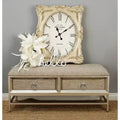 Contemporary Linen Storage Bench Beige - Olivia & May: Tufted Upholstered, Iron & Wood Frame, Stainless Steel Legs, 2-Seater