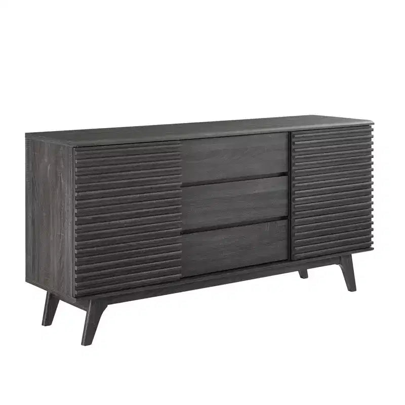 63" Render Sideboard Buffet Table or TV Stand Charcoal - Modway: Mid-Century Modern, Media Storage