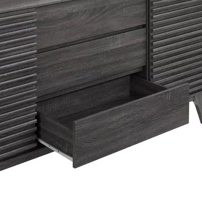 Buffet ou meuble TV 160 cm – Anthracite | Moderne du milieu du siècle, Rangement média