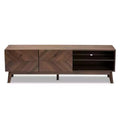 Hartman Wood TV Stand for TVs up to 60" Walnut Brown - Baxton Studio: Entertainment Center with Storage Drawer