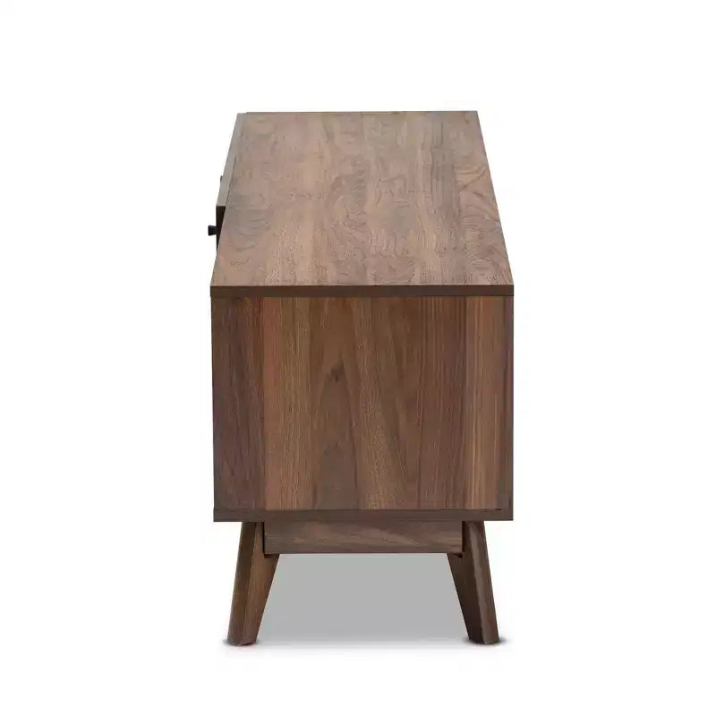 Meuble TV en bois pour téléviseurs jusqu'à 60 pouces Noyer brun - Meuble de divertissement avec rangement